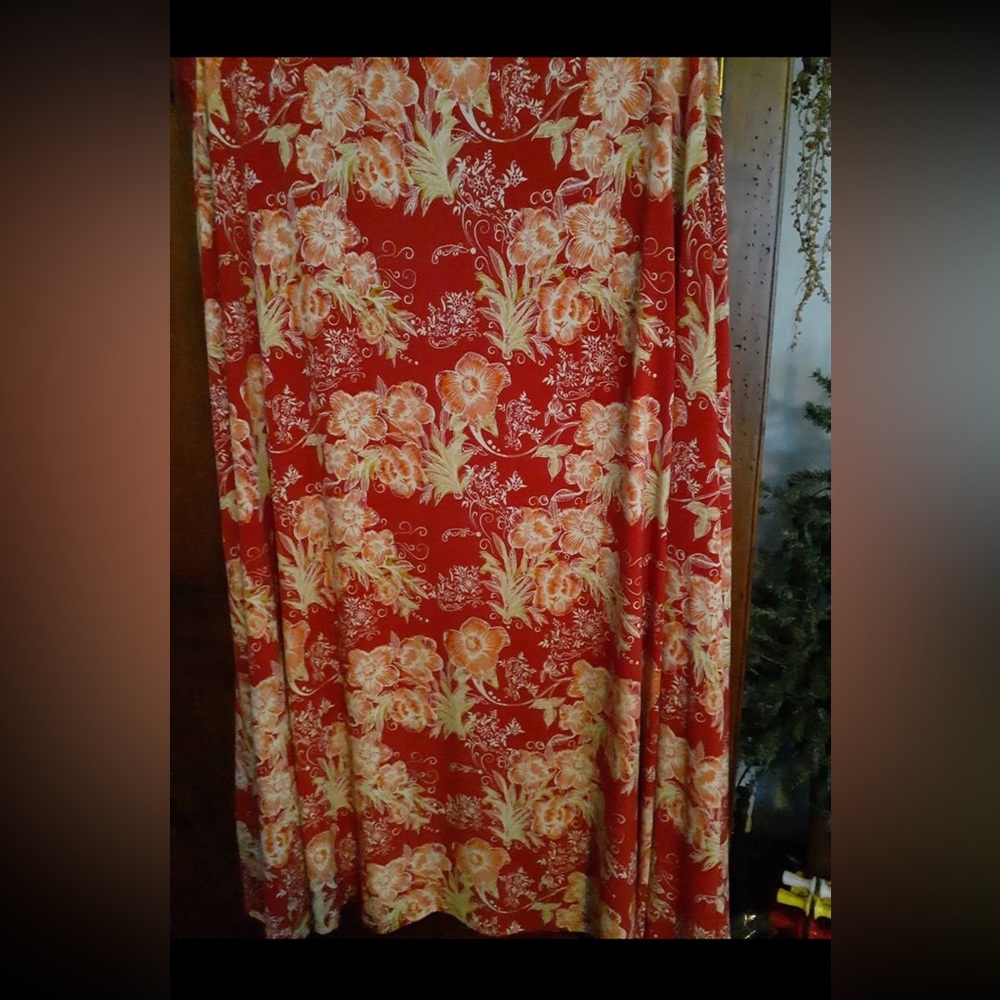 Floral Red and Yellow Maxi Skirt